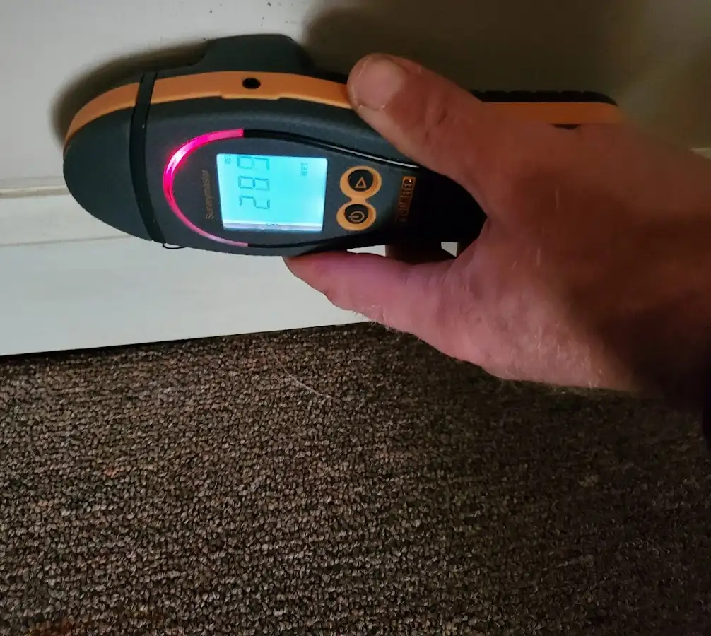 Moisture detection at baseboard during Sewage Cleanup & Sanitation in Mocksville