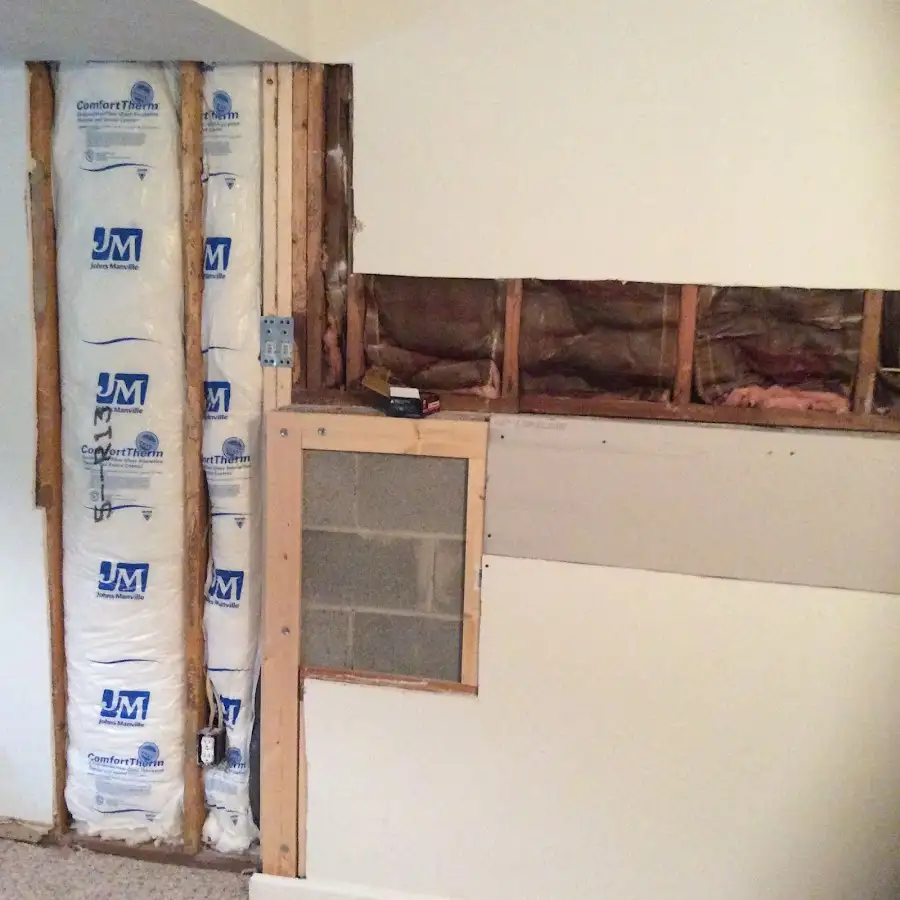Wall insulation replacement during Basement Flood Cleanup in Mocksville